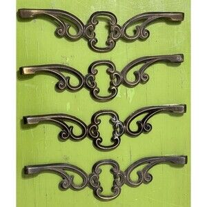 Lot of 4 Brass Vintage Drawer Pulls Closet Handles 8" Length